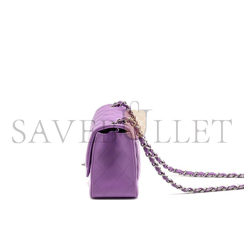 CHANEL MINI SQUARE FLAP BAG LAMBSKIN PURPLE AS1115 (17*13.5*8cm)
